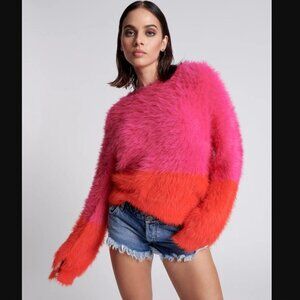 One Teaspoon Lost Signal Colour Block Sweater In Flamingo Blood